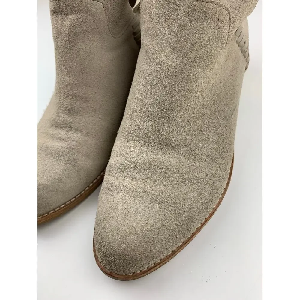 Dolce Vita Beige Suede Booties Slip On Ankle Boots Women's 8 Boho Western